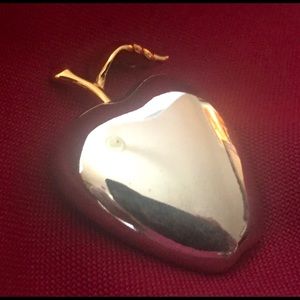 Vtg LC LIZ CLAIBORNE  Silver & Gold Tone Lg  APPLE